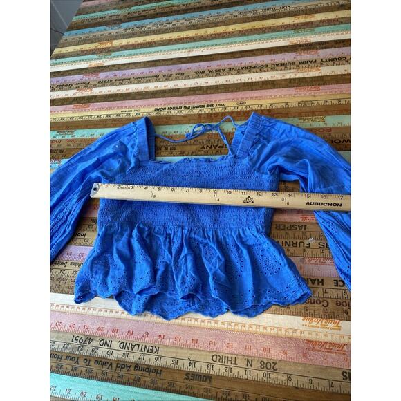 American Eagle S Lot of 2 Women's Tops Ruffle Crop Floral Shirts Peasant Smocked - Picture 7 of 10